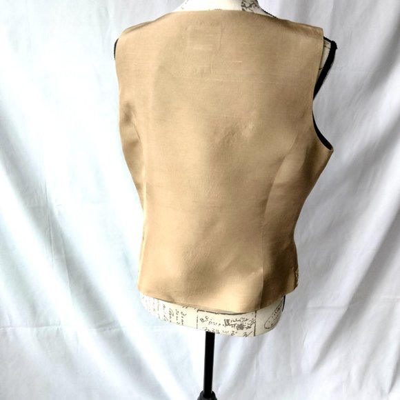 ICE Gold Silk Satin Sleeveless Top – Side-Zip with Sequin Hem Detail - LARGE - Picture 4 of 9